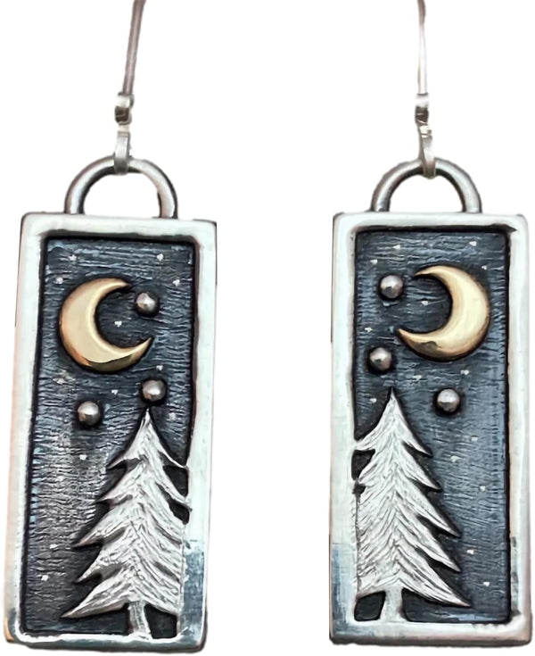Gray Teardrop Flower Boho Dangle Earrings
