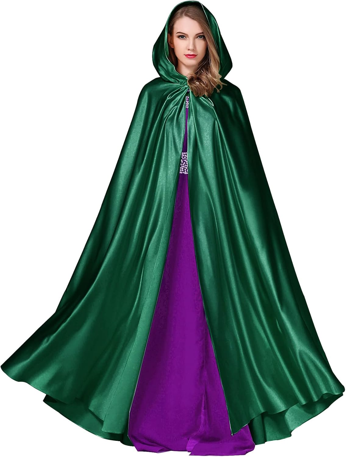 BEAUTELICATE Women's Wedding Hooded Cape Bridal Cloak Poncho Full Length