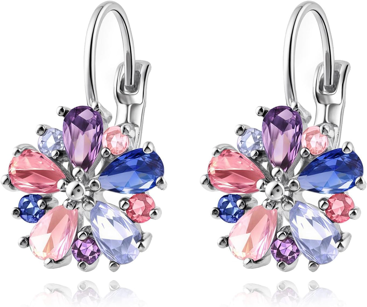 Vintage 14K Gold Plated Flower Birthstone Earrings