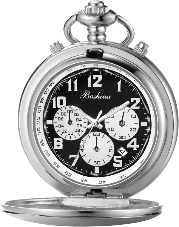 Smooth Quartz Pocket Watches for Men Multifunctional Chronograph Class