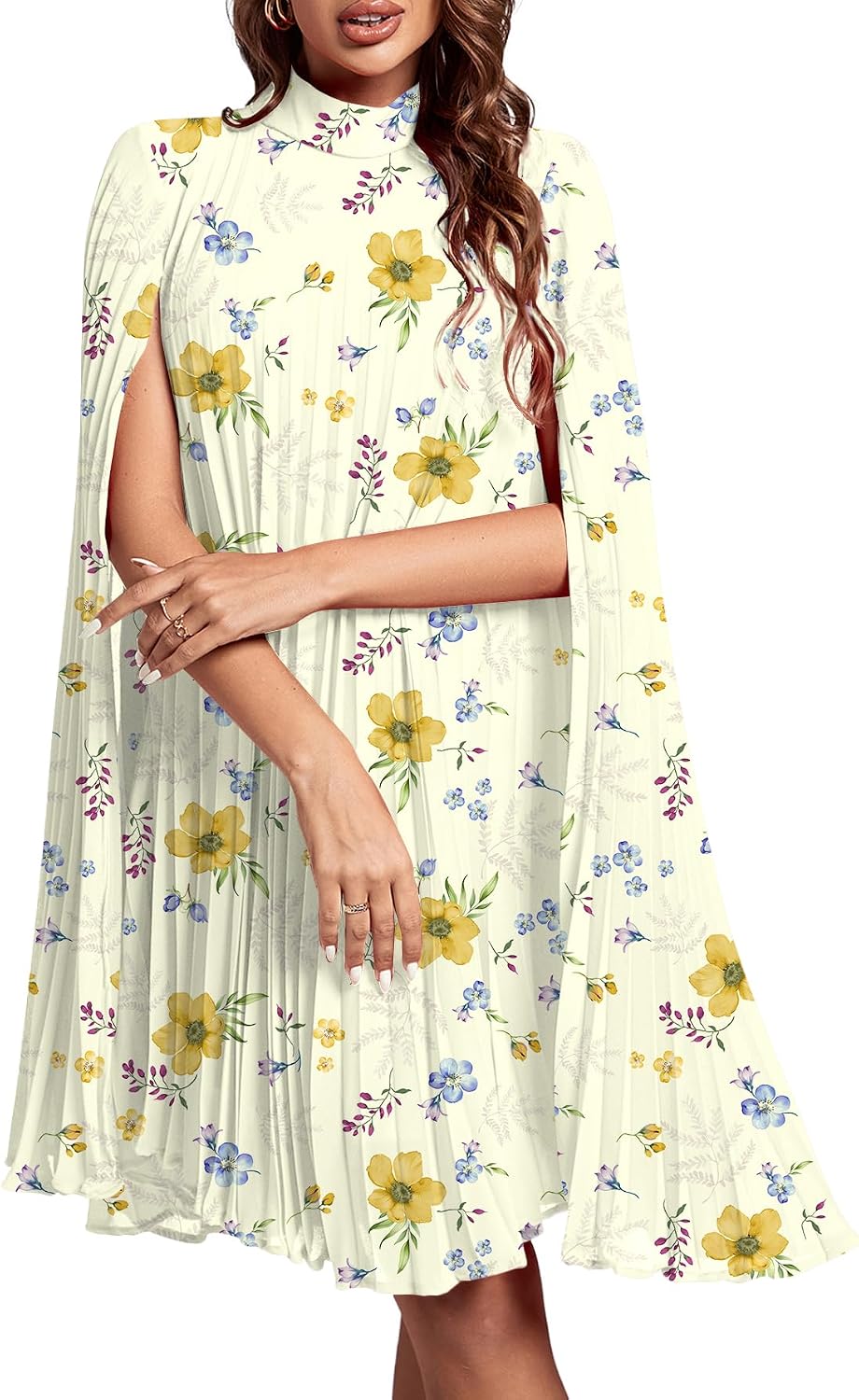 Women's Cloak Sleeve Party Midi Dress