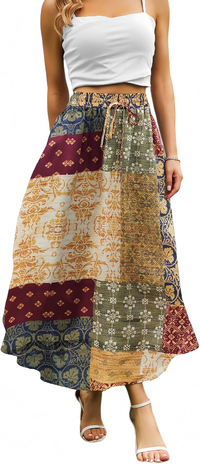 Maxi Skirts for Women with Pockets Long Midi Length