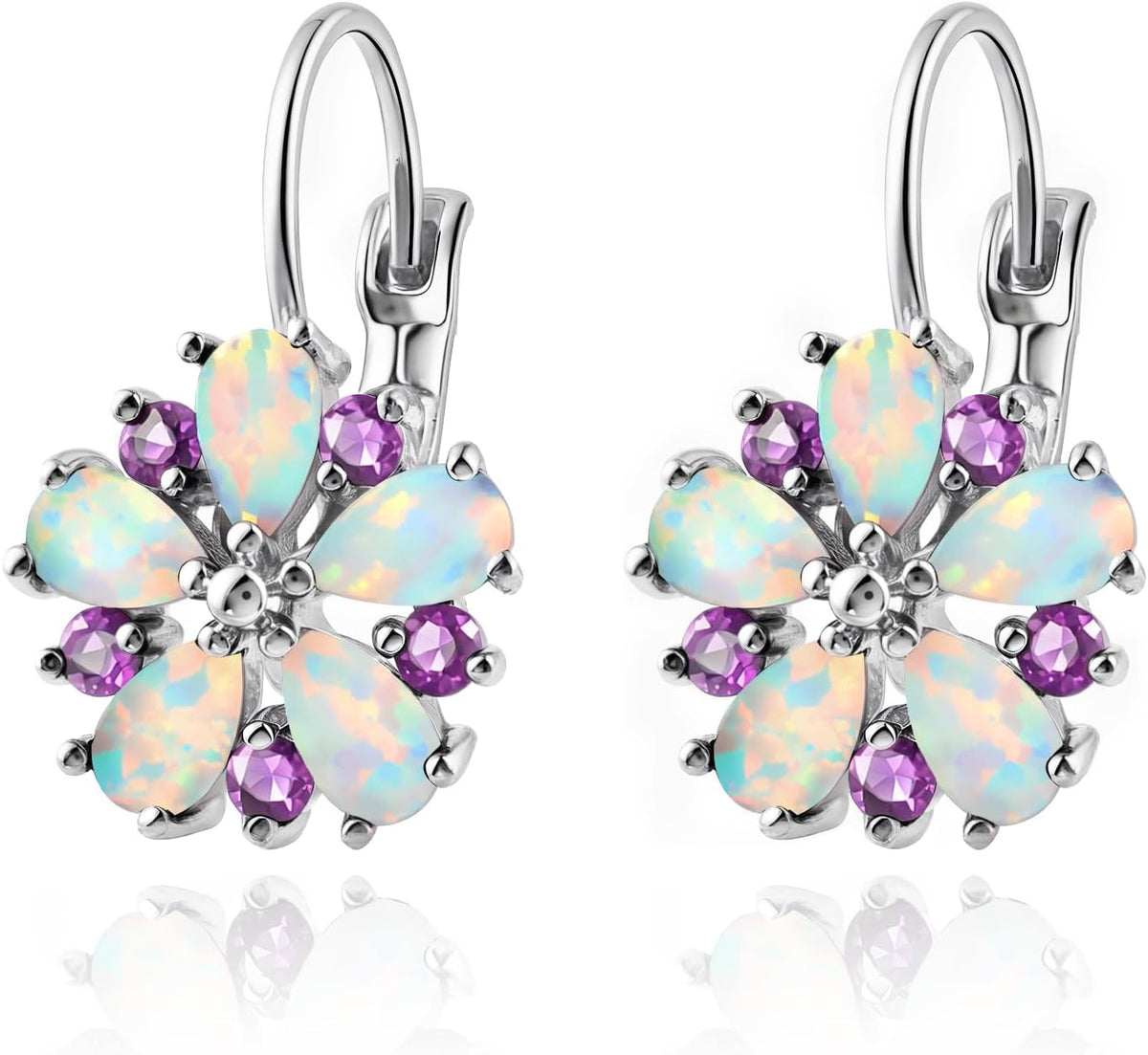 Vintage 14K Gold Plated Flower Birthstone Earrings