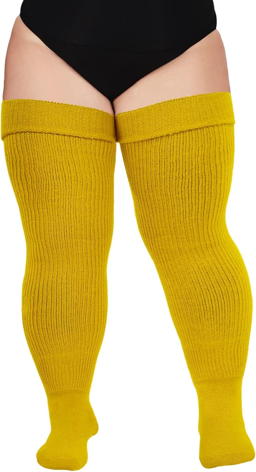 Moon Wood Plus Size Thigh High Socks for Thick Thighs- Women Extra Long Over the Knee Stockings- Halloween Socks Leg Warmers