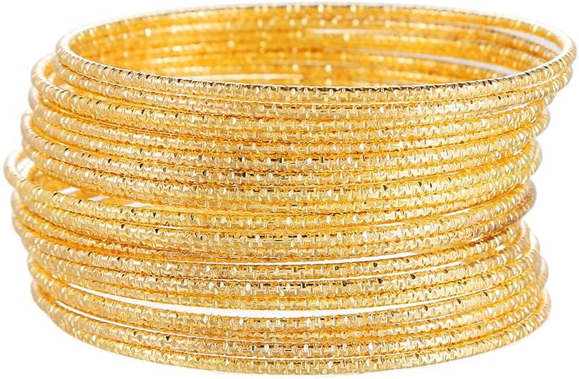 16Pcs Gold Bangle Bracelets for Women - Multi Layer Stackable Textured Bracelets Boho Jewelrys Set.