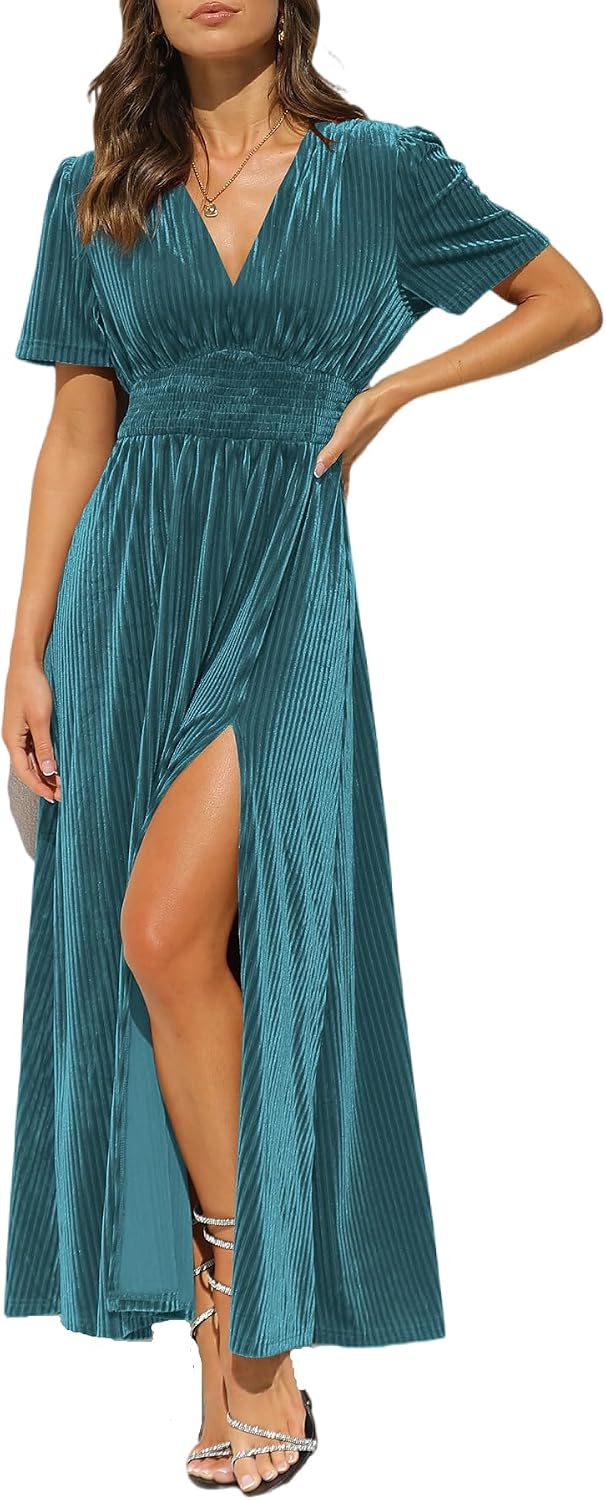 Women's Velvet Maxi Dress Formal Dresses for Wedding Guest Dress
