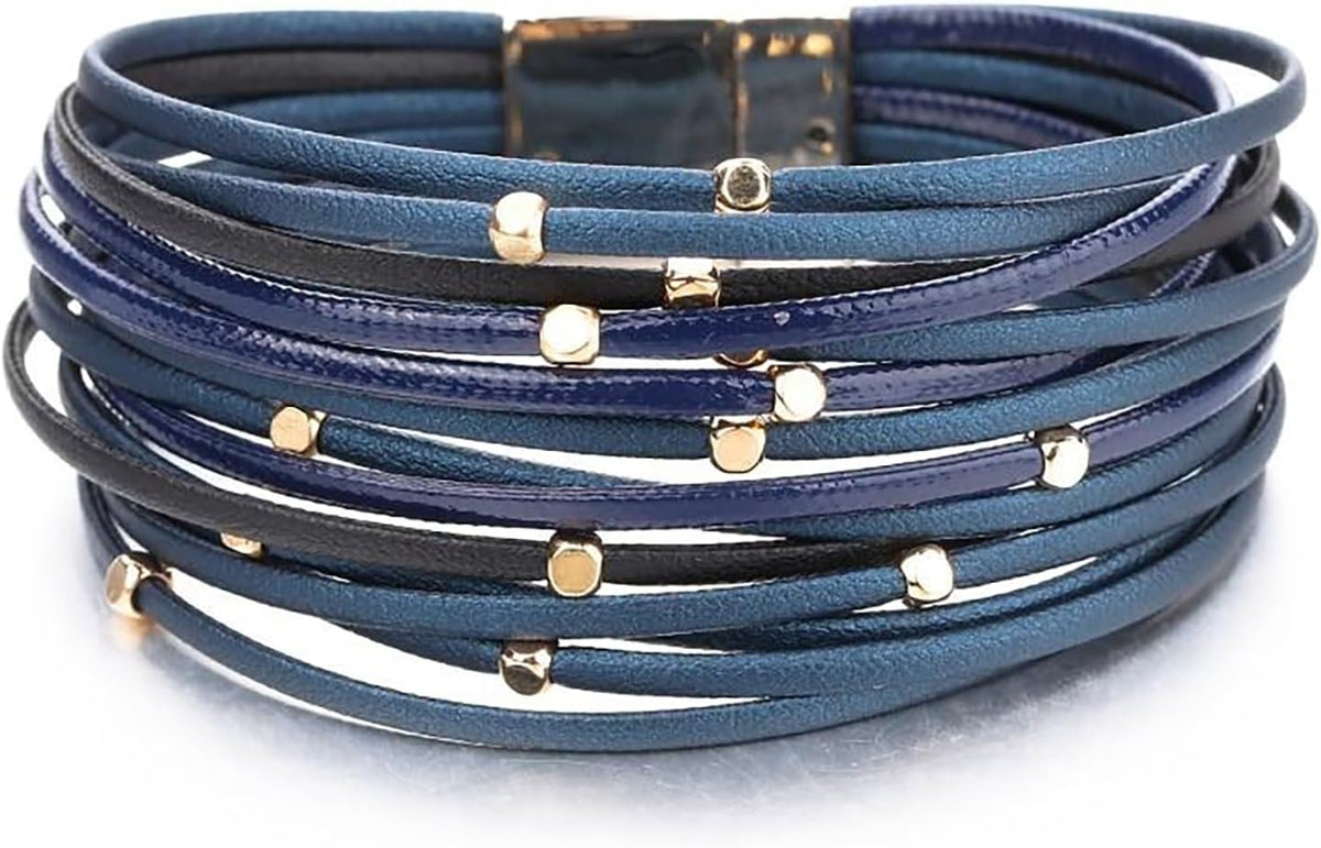 Fesciory Leather Wrap Bracelet for Women, Boho Western Layered Cuff Jewelry