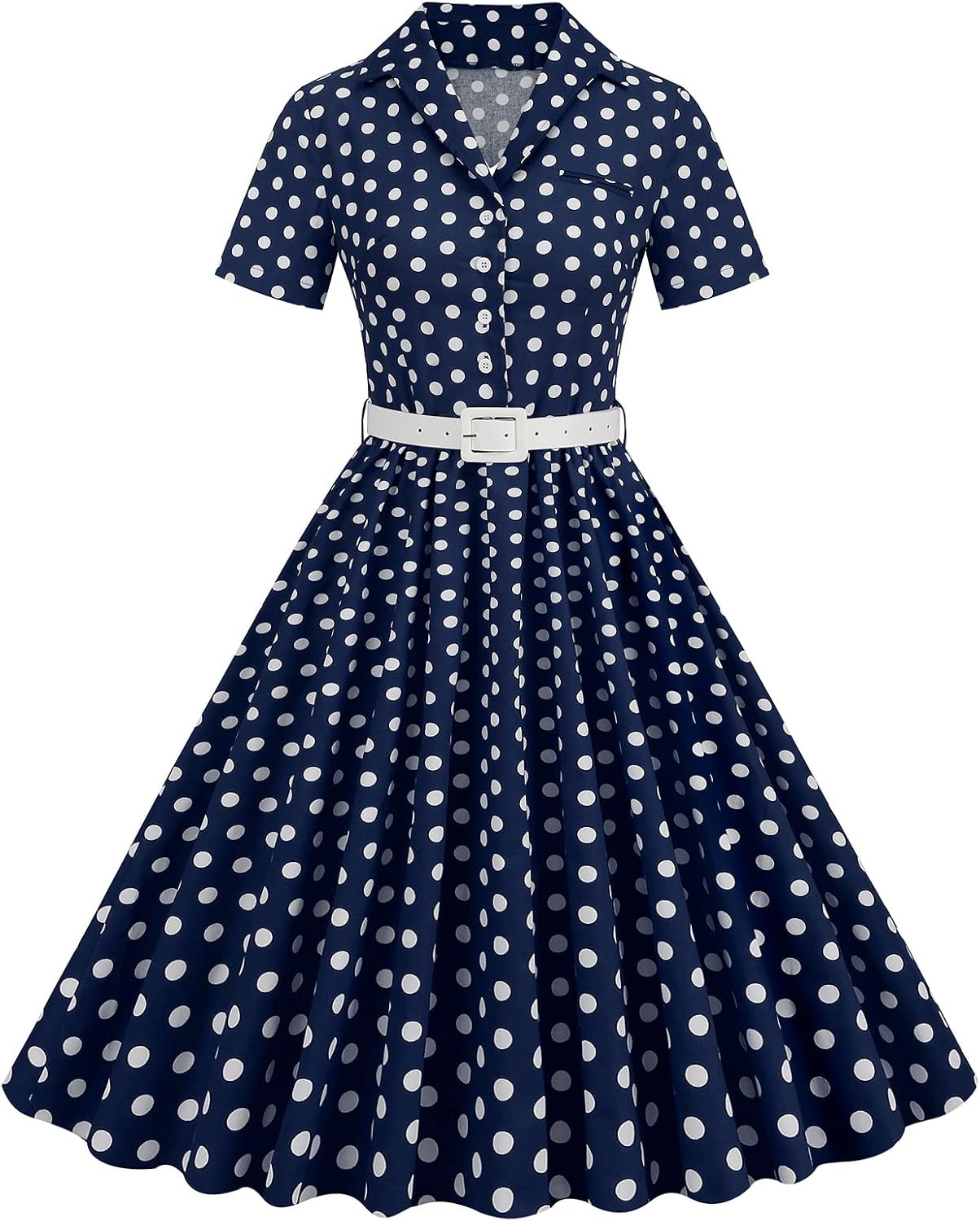 1950s Dresses for Women Vintage Rockabilly Retro Short Sleeve Tie Midi Dress Cocktail Party Evening Prom Gown