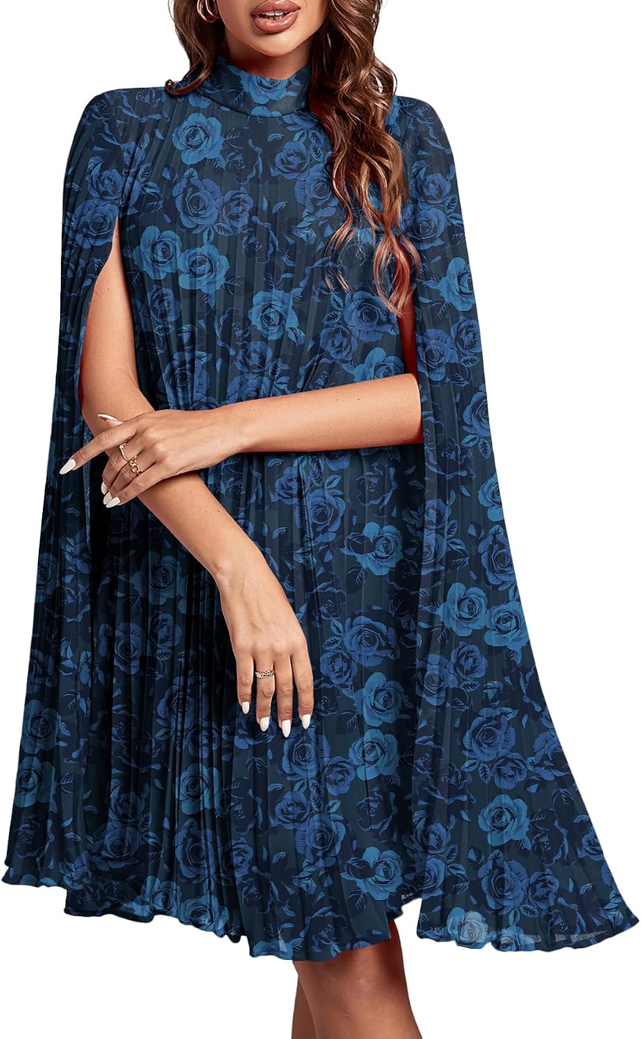 Women's Cloak Sleeve Party Midi Dress