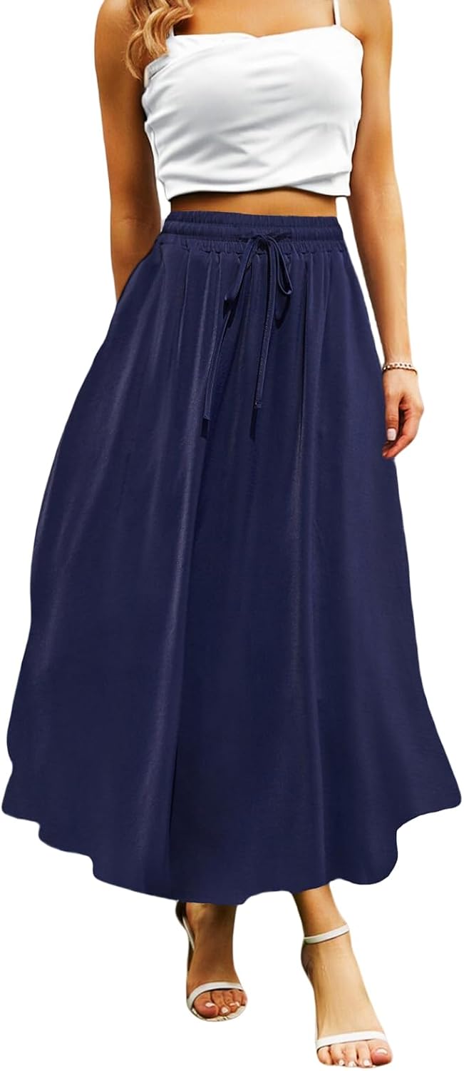 Maxi Skirts for Women with Pockets Long Midi Length