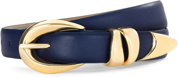 Belts For Women With Gold Buckle – Adjustable Black Leather Belt For