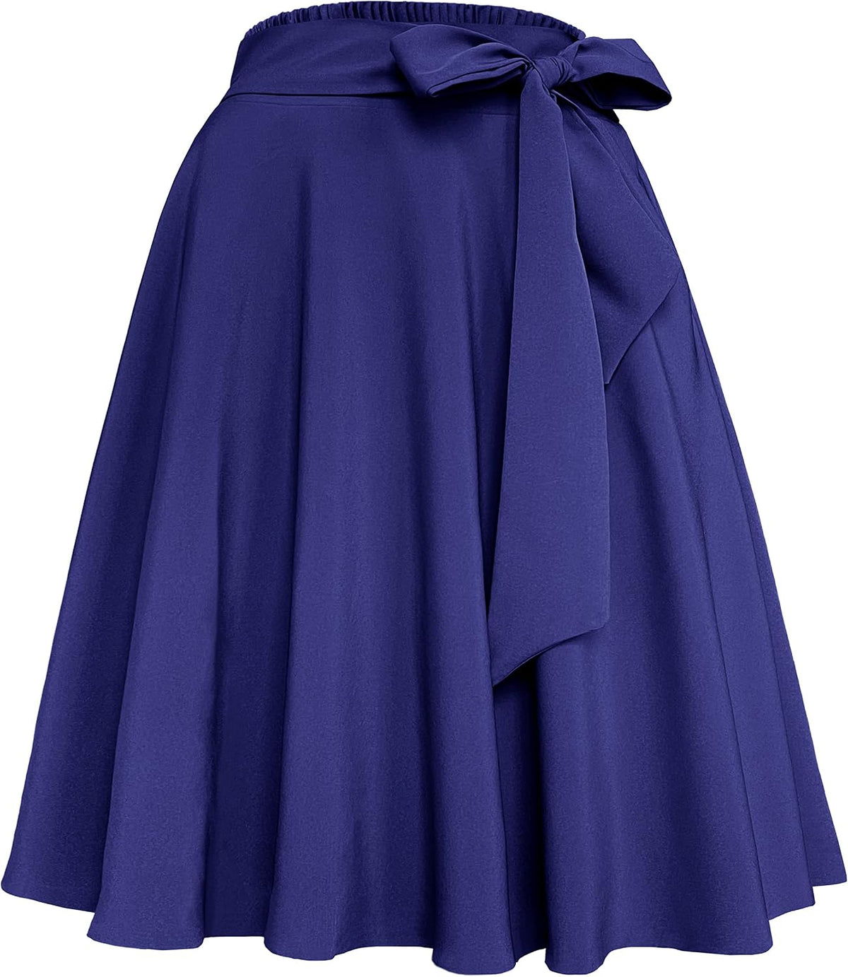 Womens Vintage High Waist A-Line Skater Skirt Flared Midi Skirt with Pockets