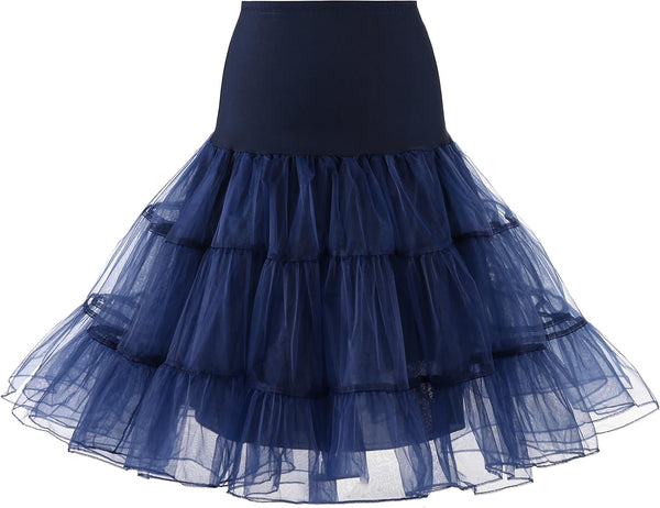 WOWBRIDAL Women's Vintage 50s Rockabilly Petticoat 25.59" Length Tutu Underskirt