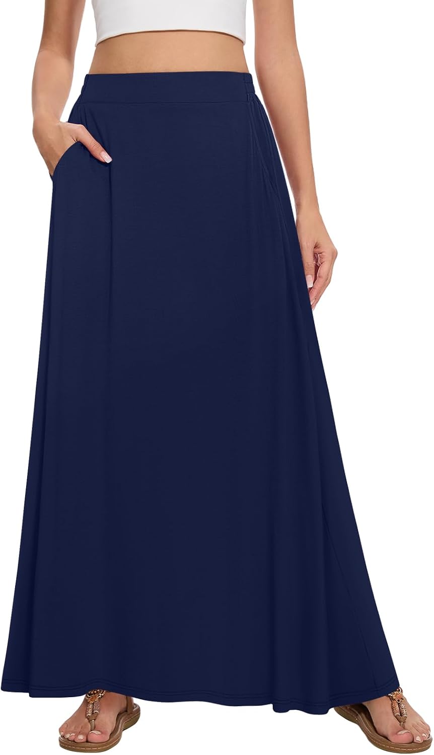 Womens Maxi Skirt Long Flowy Summer A-Line High Waist Skirts
