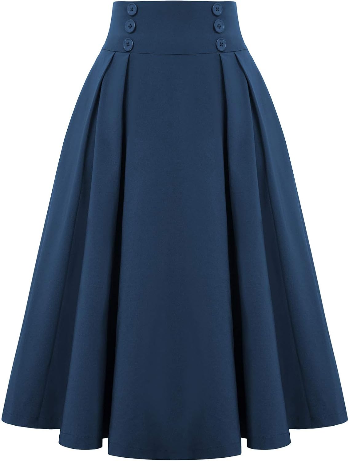 Belle Poque Women's Midi Pleated A-Line Skirts Pockets