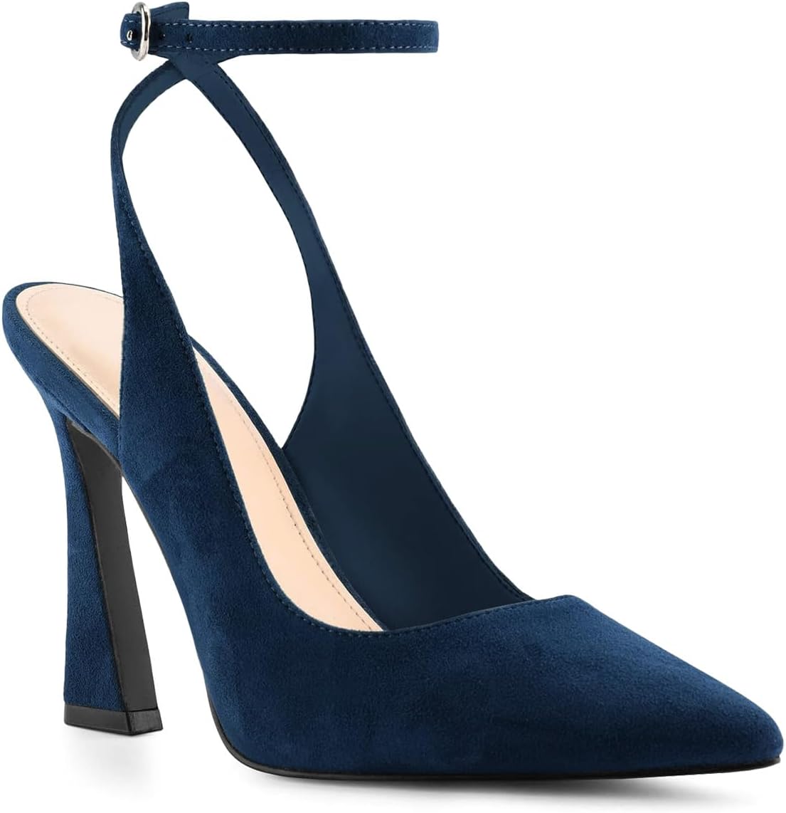 Womens Closed Toe Ankle Strap Heels Pointed Toe Pumps Shoes Slingback High Heel Wedding Dress Shoes