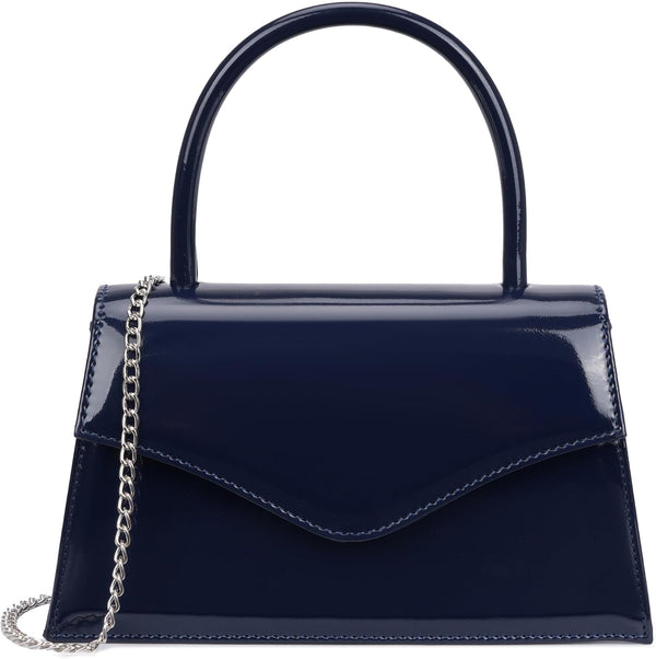 Patent Leather Top-Handle Evening Clutch