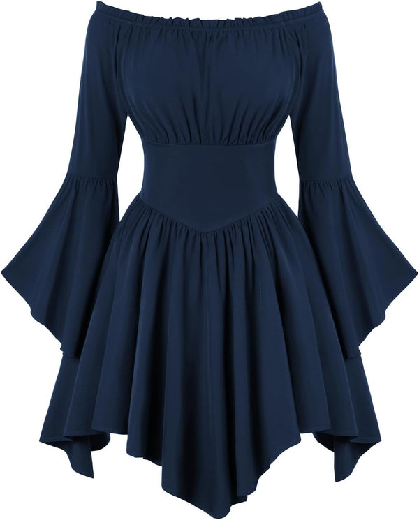 Scarlet Darkness Renaissance Costume Women Pirate Off Shoulder Corset Dress