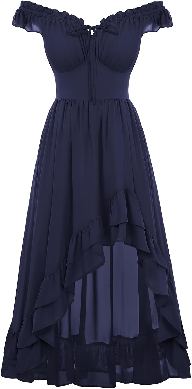 Scarlet Darkness Renaissance Corset Dress Off Shoulder Chiffon Sundress