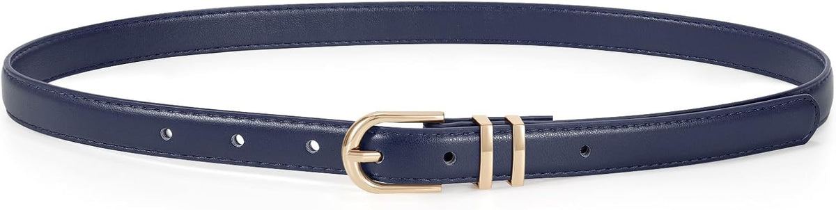 Womens Skinny Leather Belt Ladies Thin Faux Leather Belt With