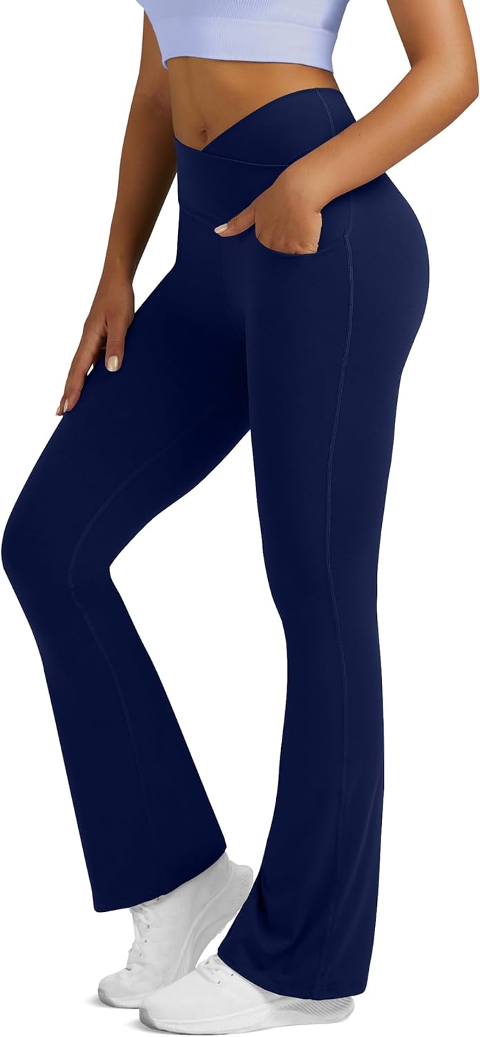 Flare Leggings For Women Yoga Pants With Pockets High Waisted