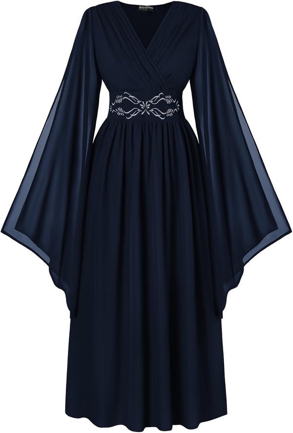 Scarlet Darkness Women's Renaissance Costume V Neck Medieval Fairy Dresses