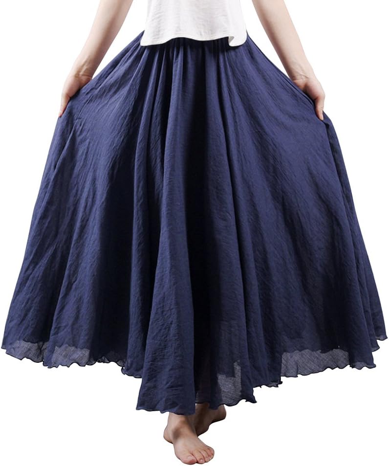 OCHENTA Boho Cotton Maxi Skirts Flowy Long A Line Skirt for Women S-L&Girls
