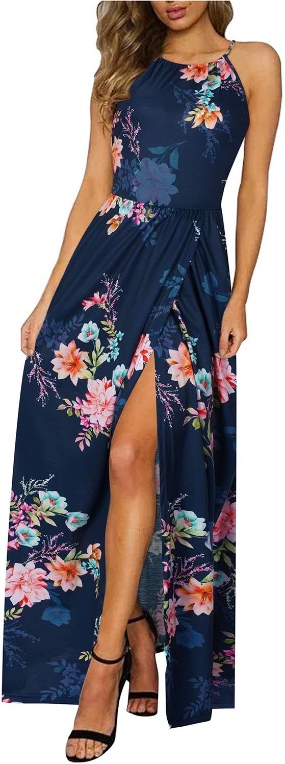 KILIG Women's Summer Floral Beach Flowy Split Maxi Long Dresses