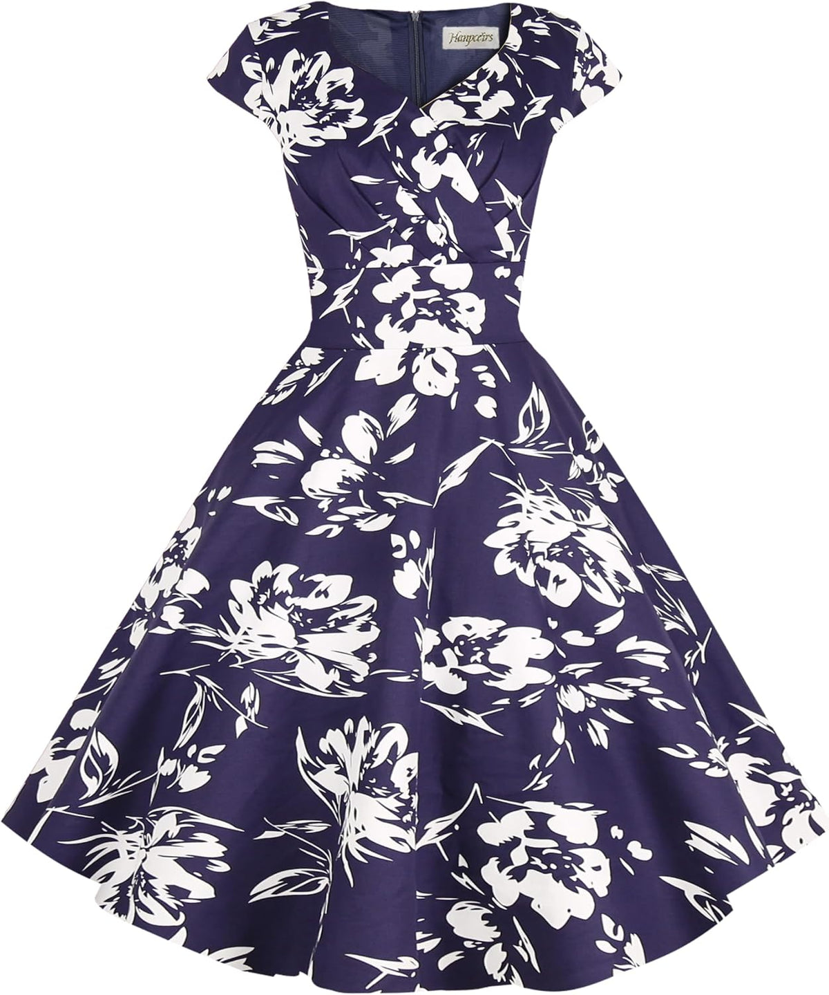 Women's Cap Sleeve 1950s Retro Vintage Cocktail Swing Dresses with Pocket