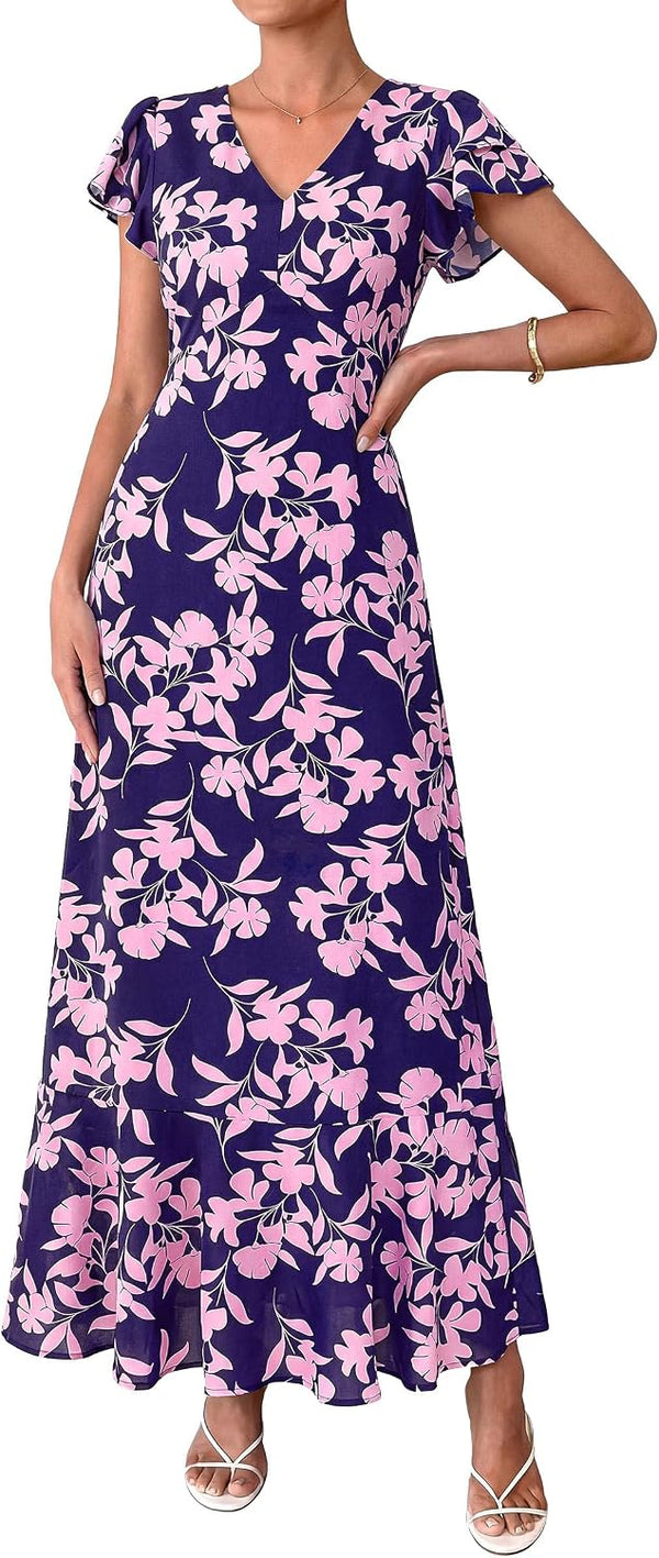 PRETTYGARDEN Womens Summer Boho Floral Maxi Dress