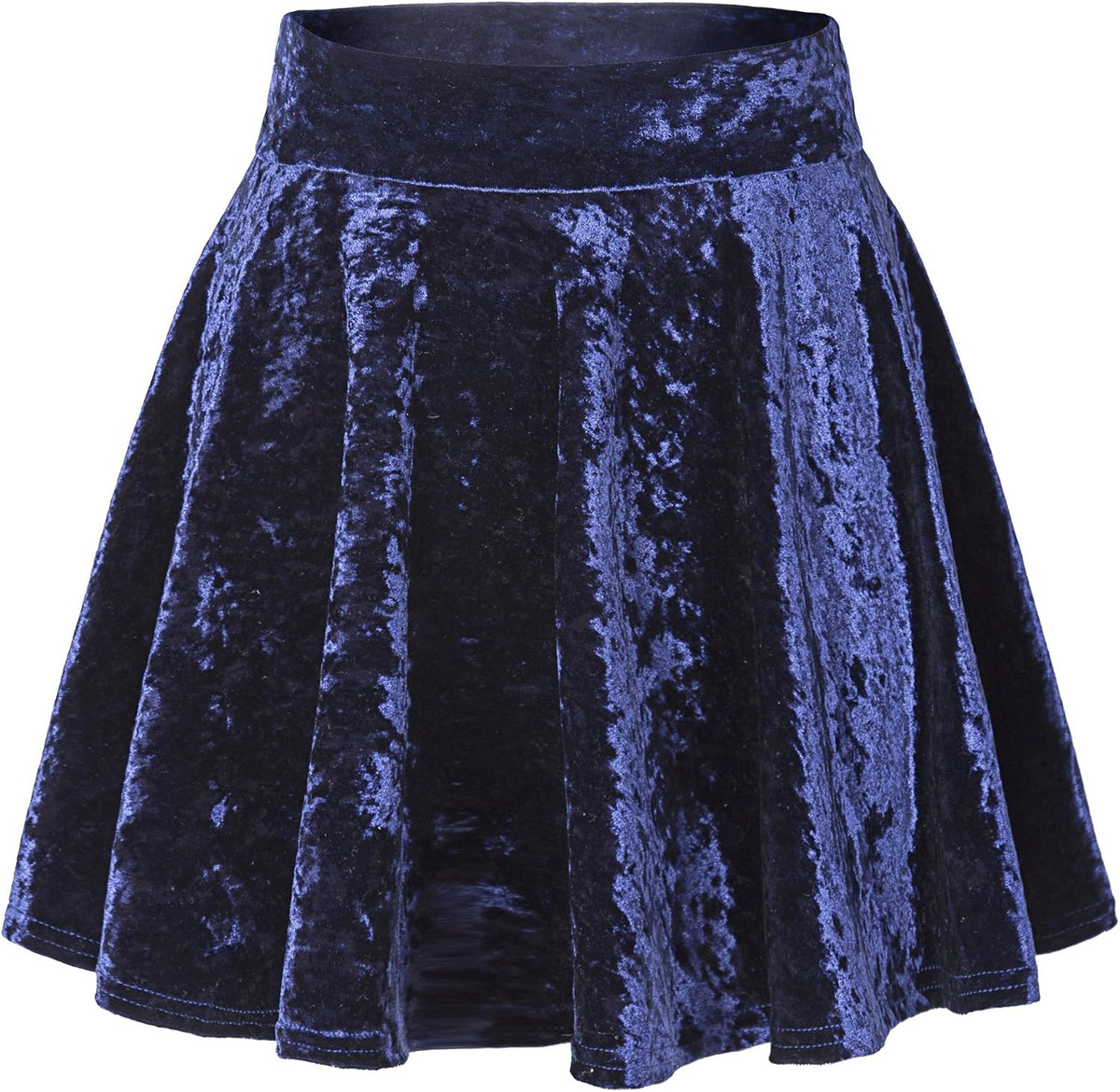 Urban CoCo Women's Crushed Velvet Mini Skater Skirt Pleated Stretchy A-Line