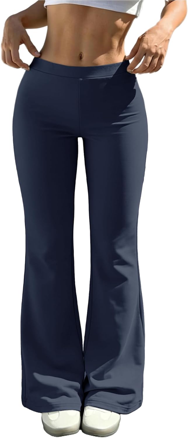 Womens Casual High Waist Flare Lounge Pants Stretchy Modal Bootcut