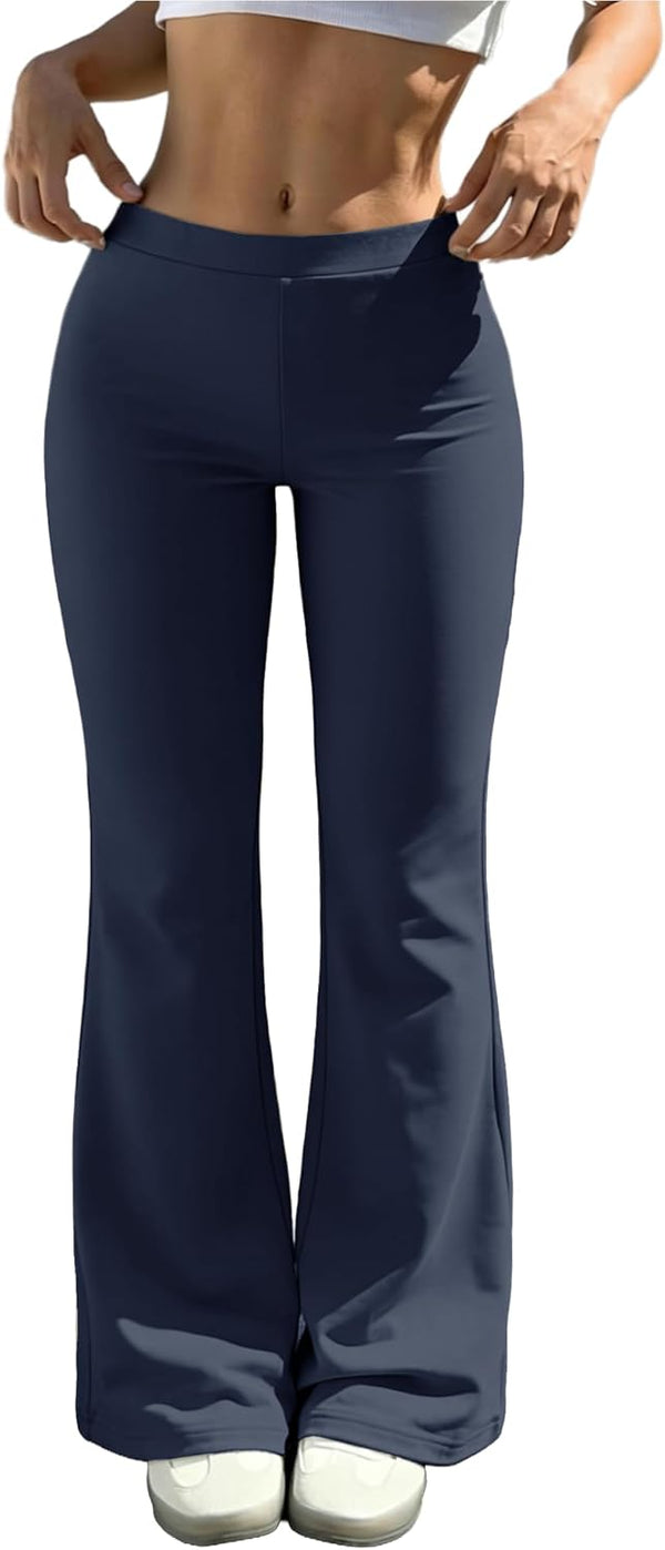 Womens Casual High Waist Flare Lounge Pants Stretchy Modal Bootcut