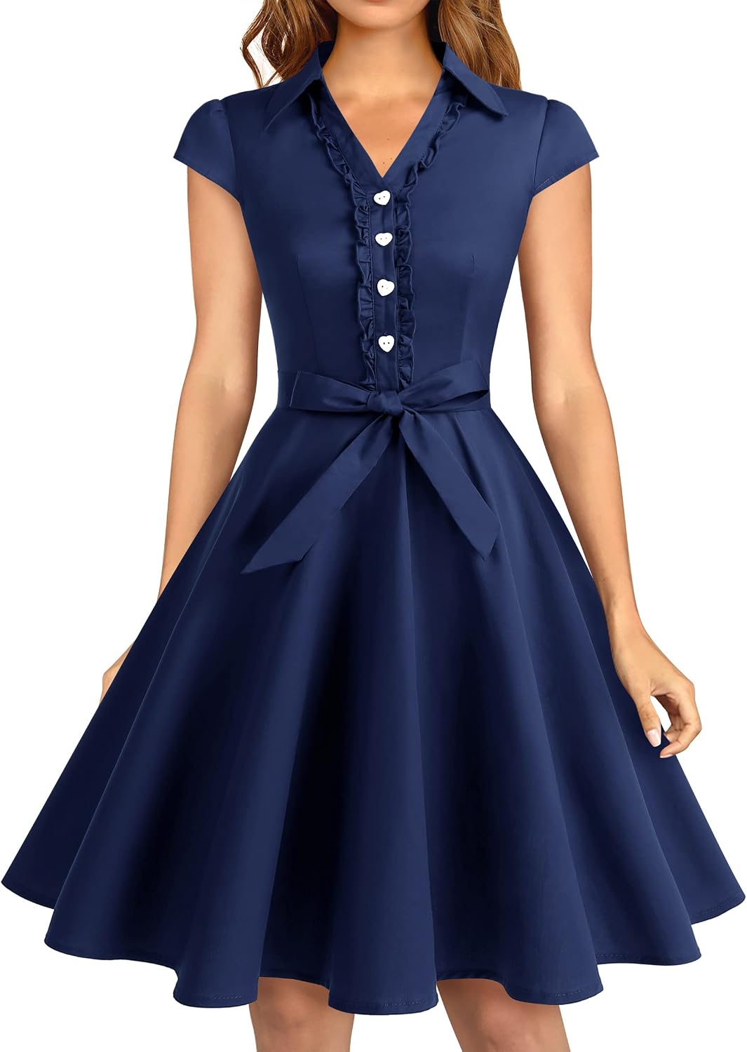 Wedtrend Women's 1950s Rockabilly Cap Sleeve Vintage Swing Cocktail Dress