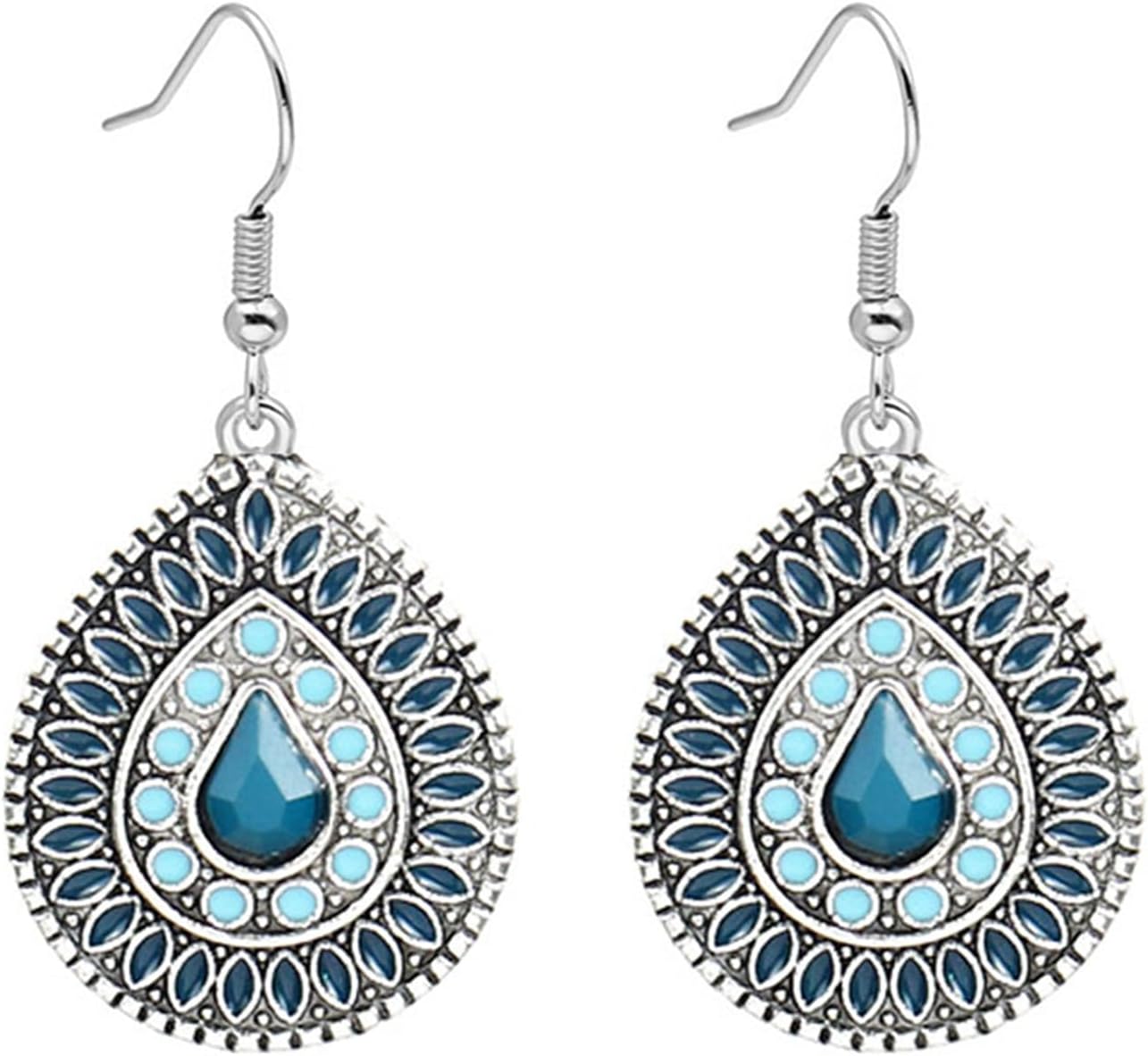 Handmade Boho Enamel Teardrop Dangle Earrings