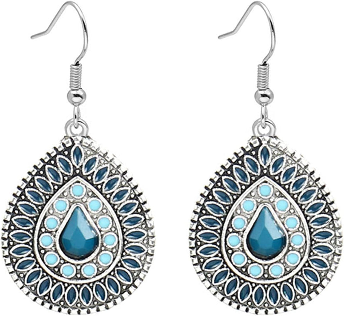 Handmade Boho Enamel Teardrop Dangle Earrings