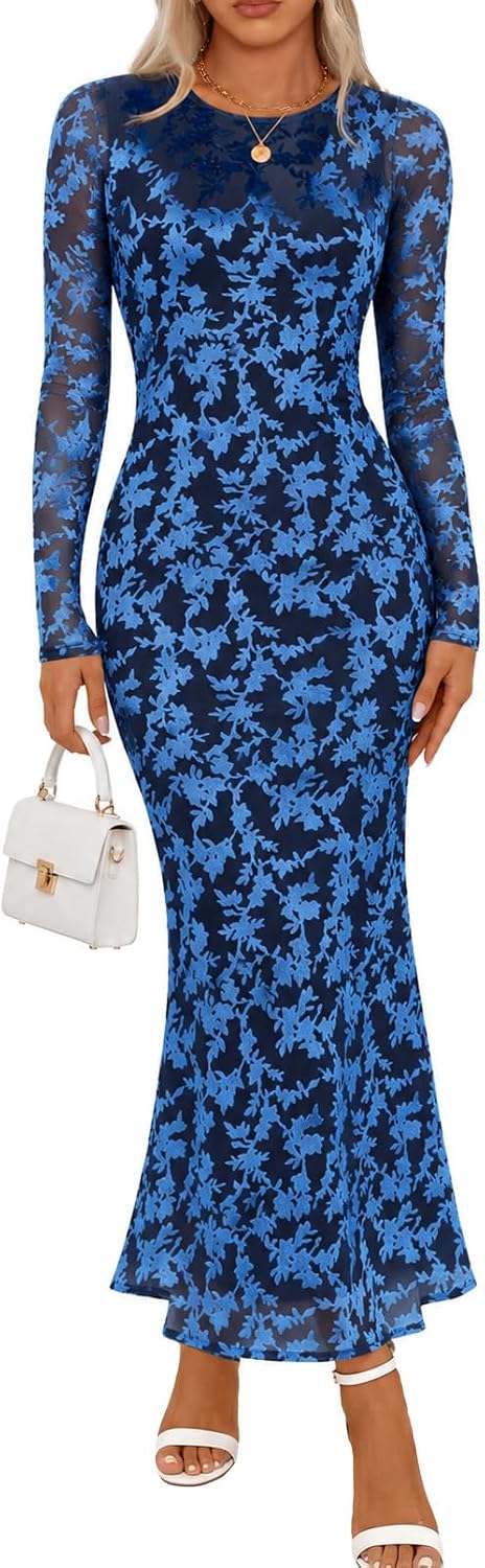 MEROKEETY Womens Fall Velvet Formal Wedding Guest Maxi Dress