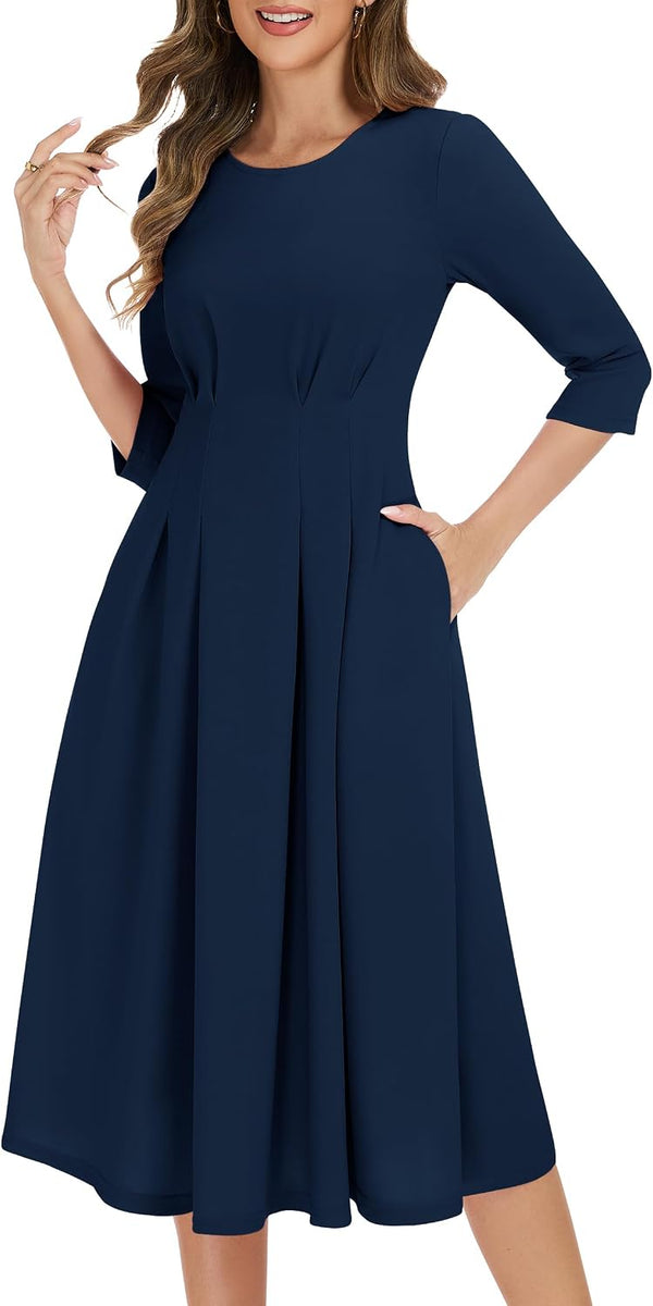 Vintage 1940s–50s A-Line Cocktail Dress with Pockets