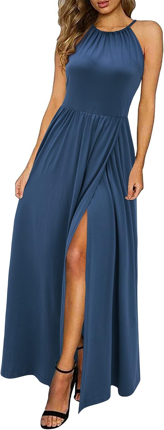 KILIG Women's Summer Floral Beach Flowy Split Maxi Long Dresses