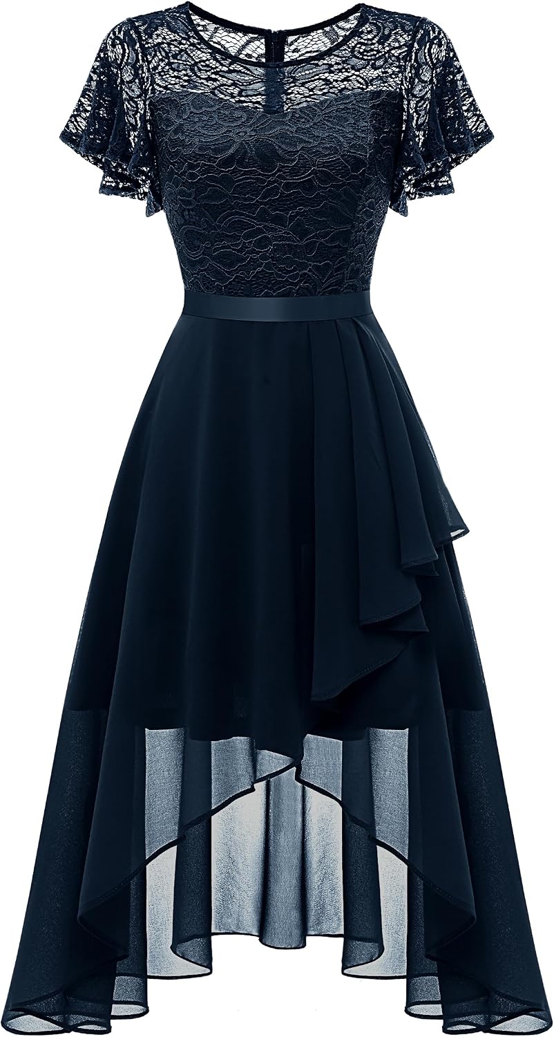 Wedtrend Women's Formal Wedding Guest Dress Ruffle Bridesmaid Dress Flutter Sleeve Prom Dresses for Teens