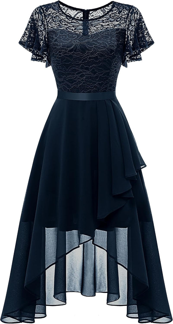 Wedtrend Women's Formal Wedding Guest Dress Ruffle Bridesmaid Dress Flutter Sleeve Prom Dresses for Teens