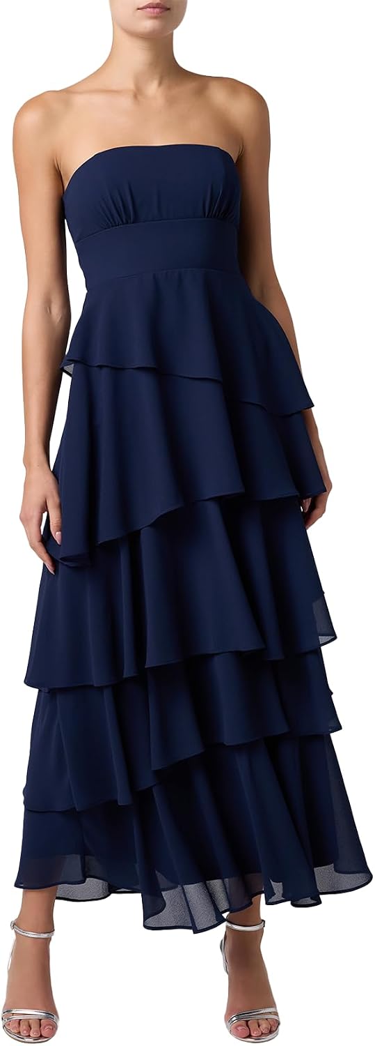Lulus Jovie Tiered Women's Formal Midi Dress | Tiered Elegant Gown, Fall Wedding Guest & Formal Evening Midi Dress, Classy Engagement Party & Evening Party Attire