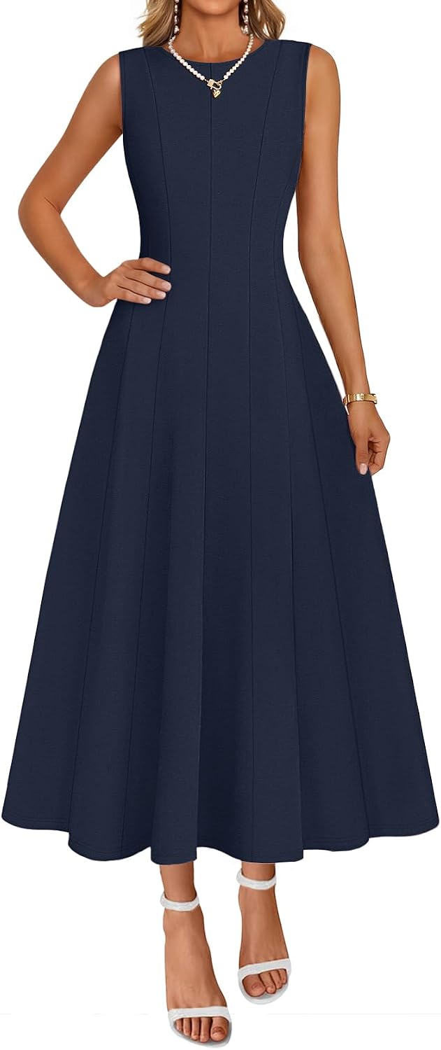 MEROKEETY Women's Semi Formal Cocktail Wedding Guest A Line Maxi Dresses