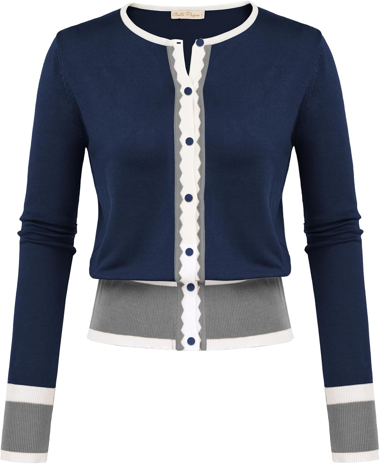 Women's Color Block Cropped Knit Cardigan