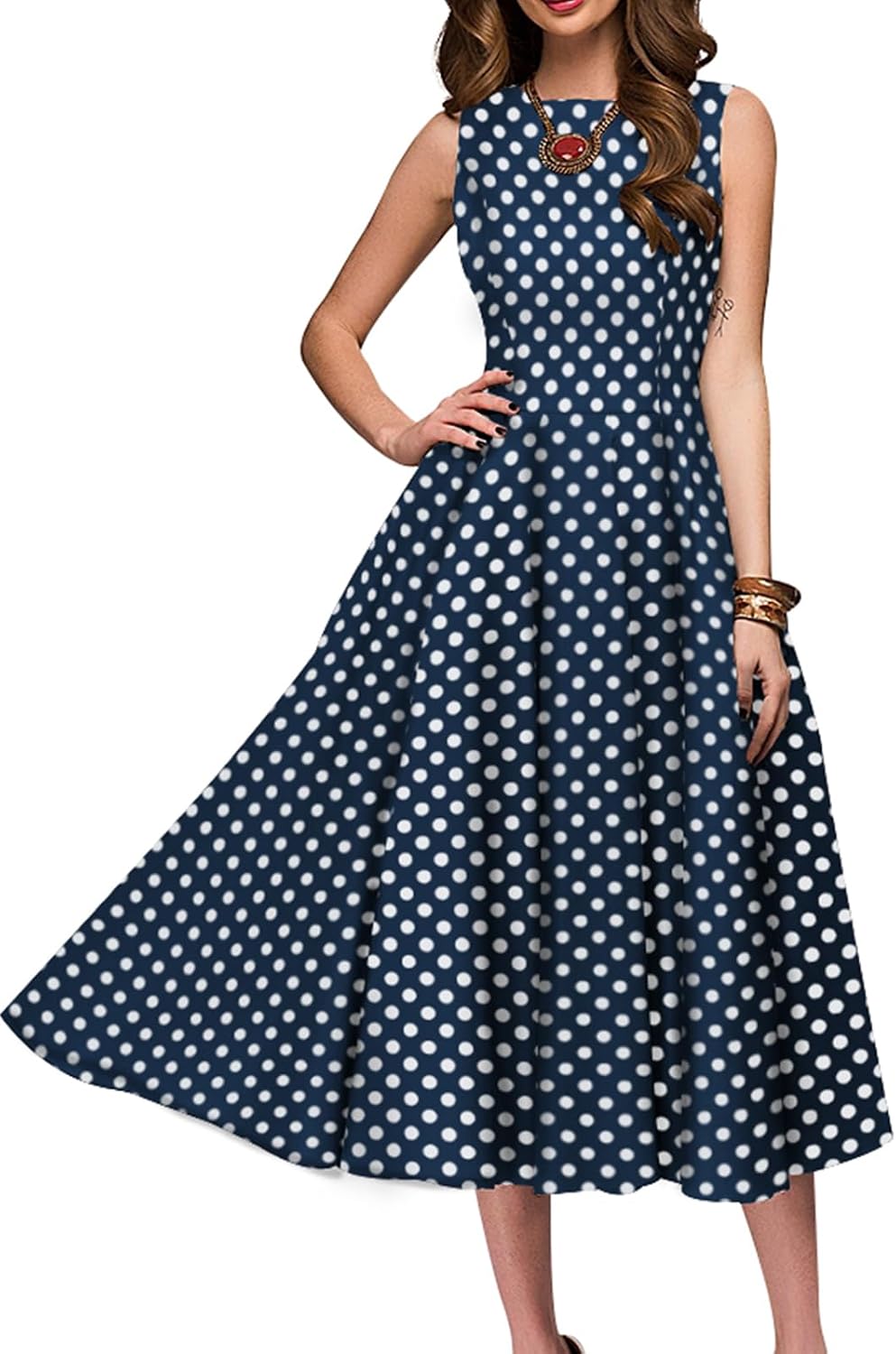 Simple Flavor Women's Vintage 1950s Cocktail Midi Dress