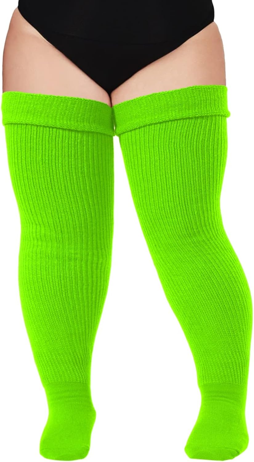 Moon Wood Plus Size Thigh High Socks for Thick Thighs- Women Extra Long Over the Knee Stockings- Halloween Socks Leg Warmers