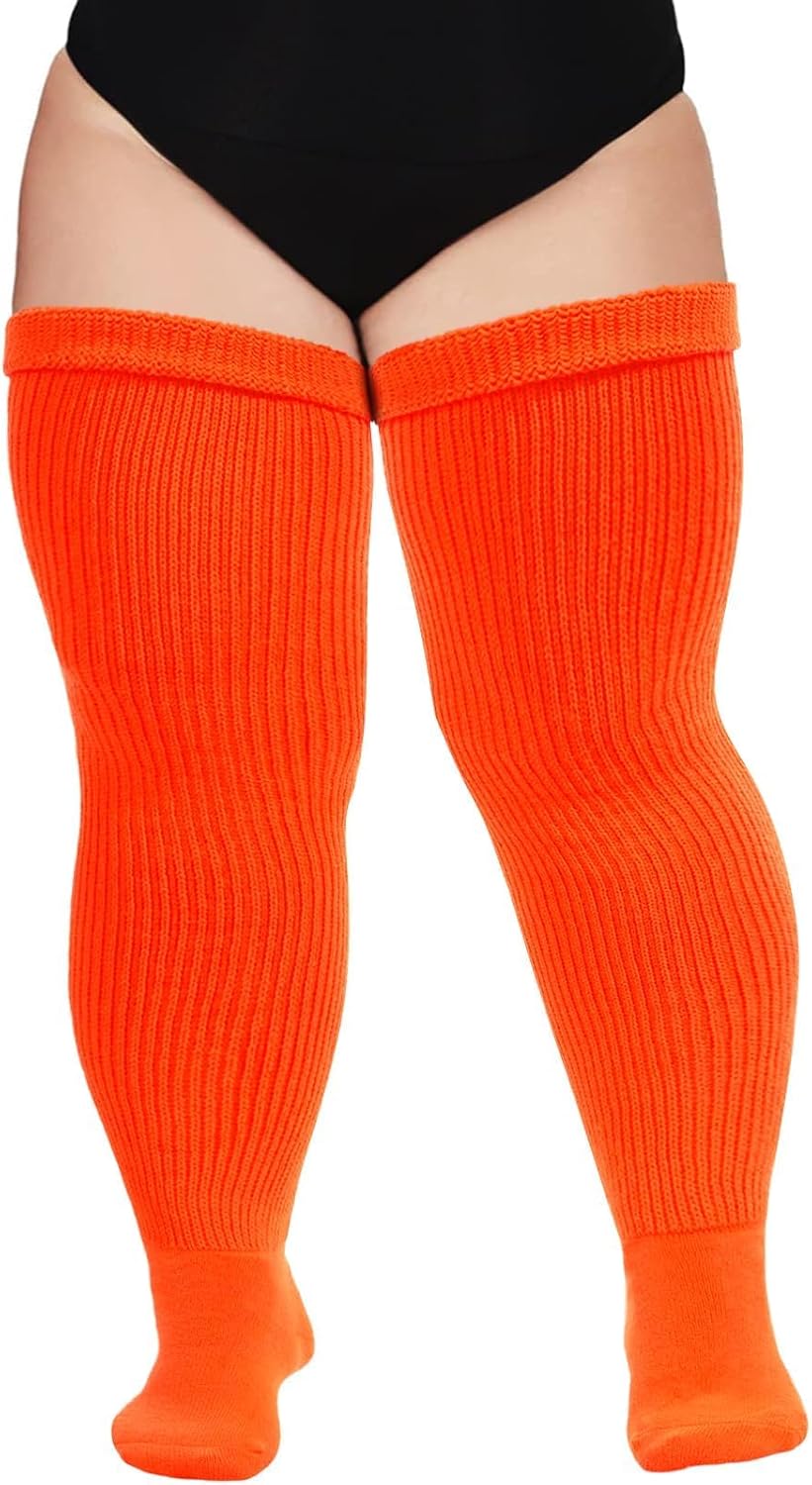 Moon Wood Plus Size Thigh High Socks for Thick Thighs- Women Extra Long Over the Knee Stockings- Halloween Socks Leg Warmers
