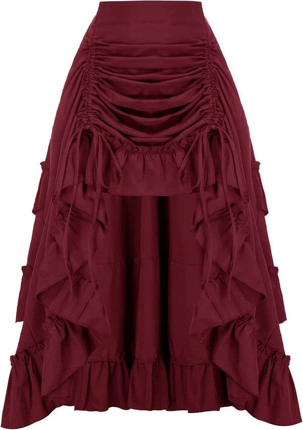 Scarlet Darkness Women Renaissance Pirate Skirt High-Low Whimsical Clothes
