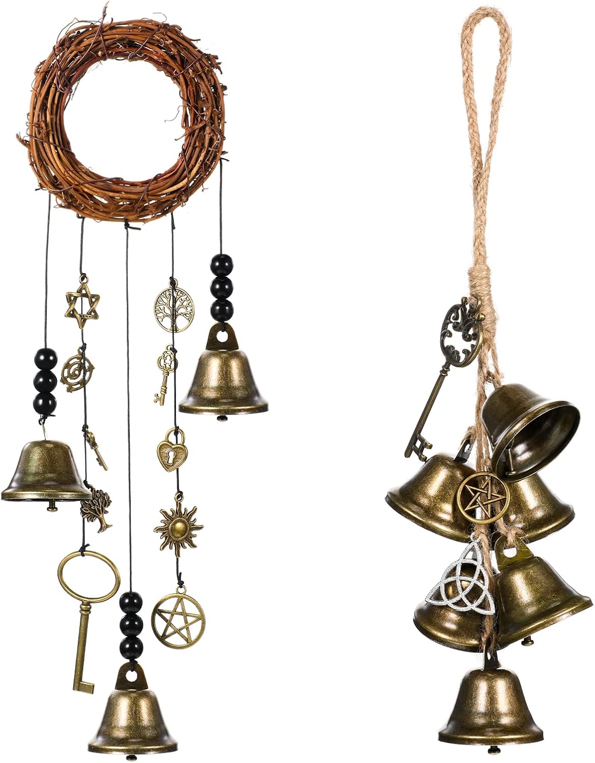 Jetec 2 Pcs Witch Bells for Door Witchy Decor Witchcraft Supply, Novel