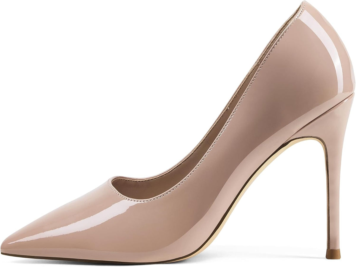 GENSHUO Women's Closed Toe Stiletto High Heels Dress 4 Inch Heeled Pointed Toe Party Homecoming Wedding Pump Shoes
